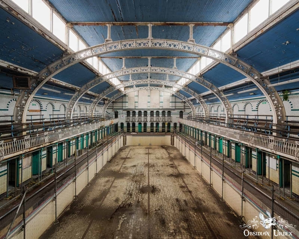 Abandoned Edwardian swimming pool in England 