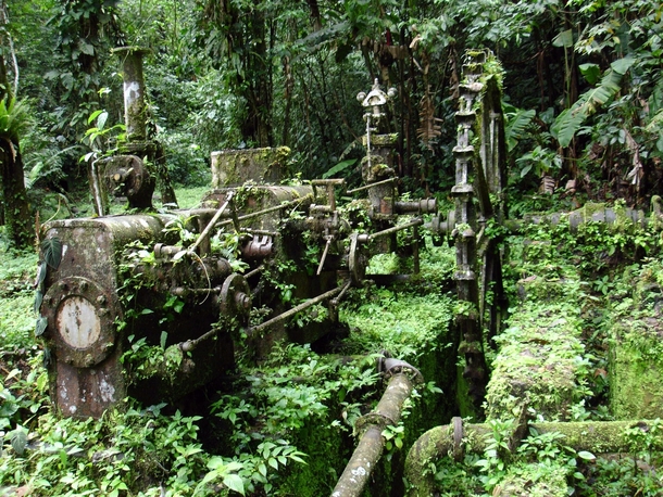 Abandoned gold mine in Panama being reclaimed by the jungle 