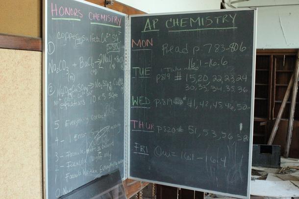Abandoned High School in Detroit Week Schedule Still on Chalkboard 