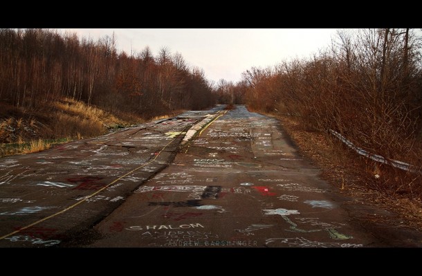 Abandoned highway covered in graffiti Centralia PA 