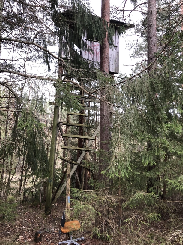 Abandoned hunting tower i found in the woods Smland Sweden