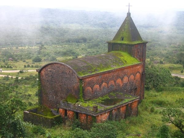 Abandoned mountain church in Bokor Cambodia 