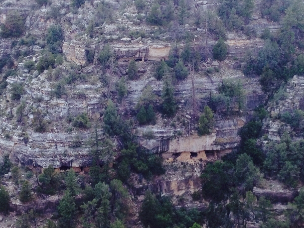 Abandoned Native American ruins on the side of a cliff at Walnut Canyon NP Coconino County AZ 