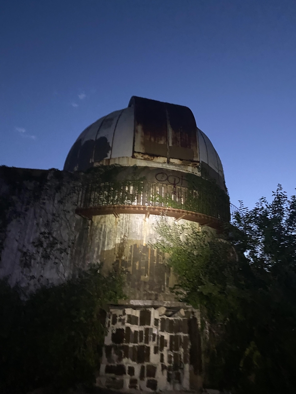 Abandoned observatory off of a hiking trail