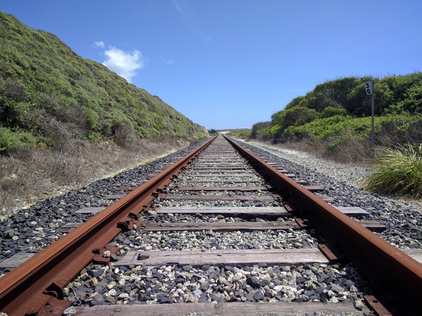 abandoned rails on the coast of california  oc