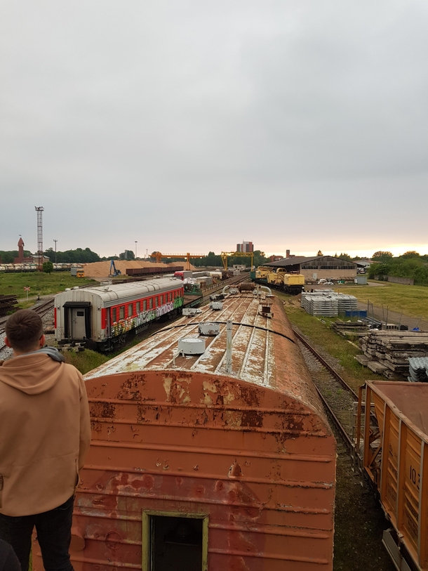 Abandoned railway industry and train wagons in Klaipda Lithunia