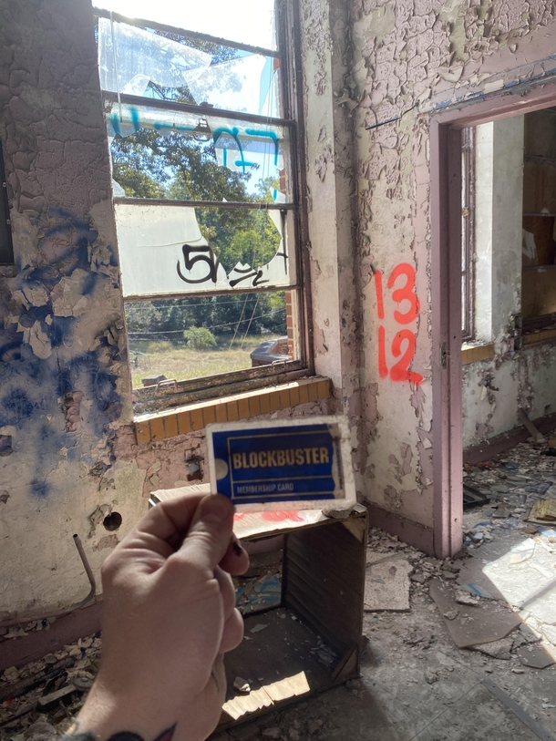Abandoned school in Birmingham AL Found an old blockbuster card in what I think was the principals office