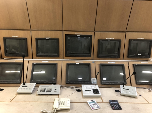 Abandoned security control room with VHS recording