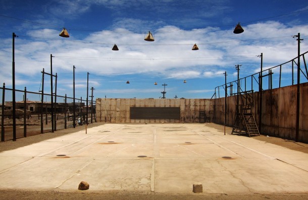 Abandoned tennis court in the ghost town of Humberstone Chile Gallery in comments 