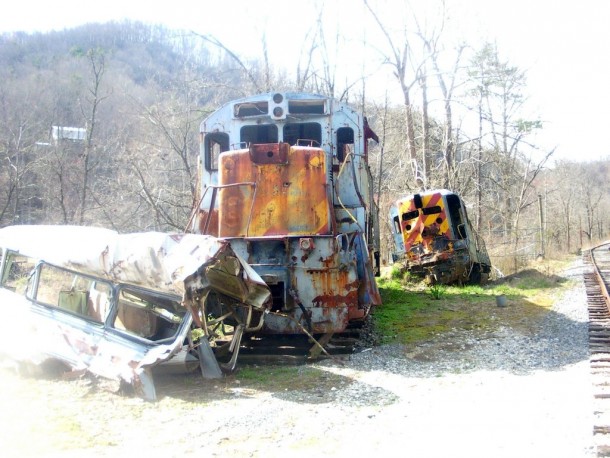 Abandoned Train Wreck Scene 