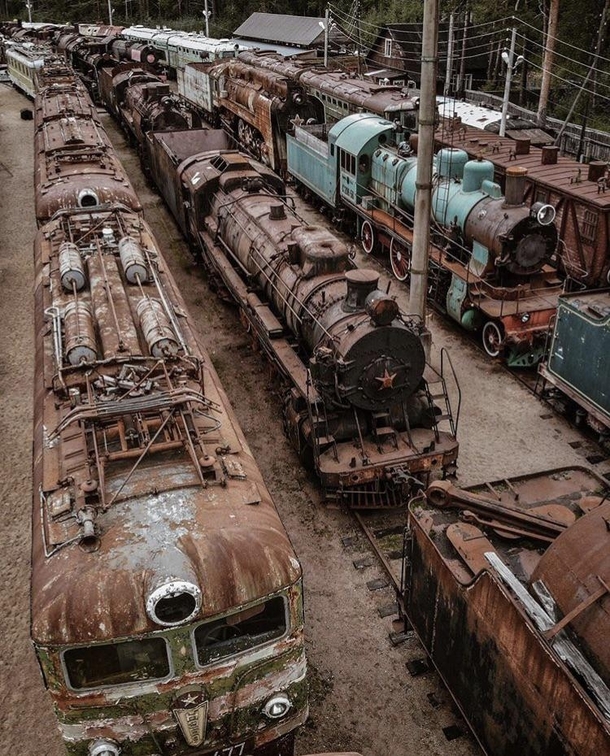 Abandoned trains in Leningrad region Russia
