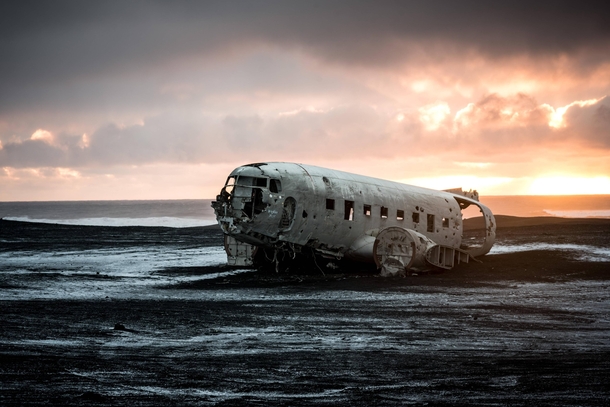 Abandoned US Navy aircraft Slheimasandur beach Iceland 