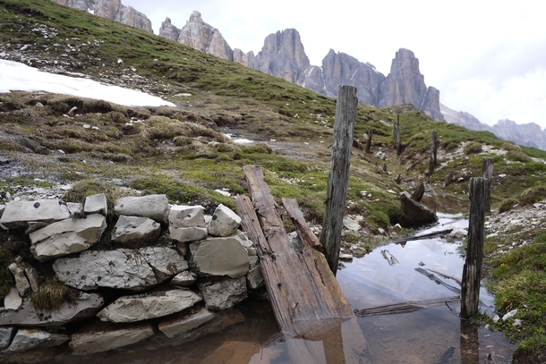 Abandoned WWI trench at m altitude in Lagazuoi the Dolomites Italy 