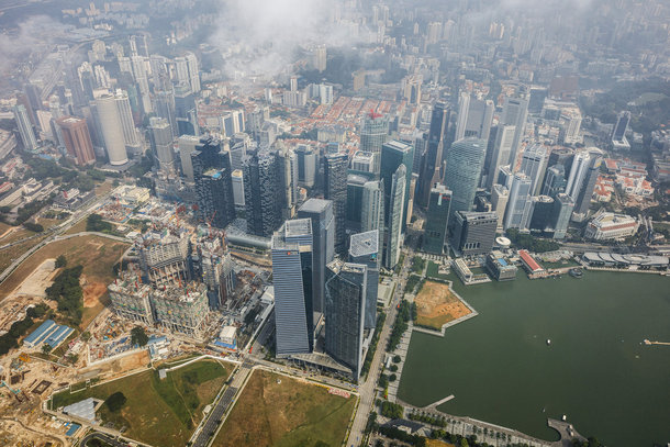 Aerial photography of Singapores downtown