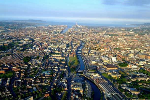 Aerial view of Dublin Ireland 