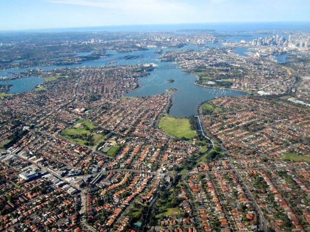 Aerial view of Sydney Harbour Australia 