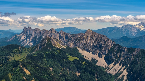 Afternoon view of Kouta ridge Slovenia Taken from Vrtaa peak 