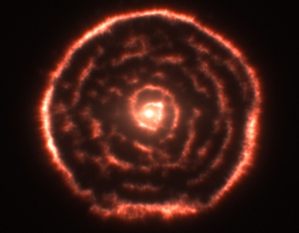 ALMA captured this spiral nebula around the red giant star R Sculptoris that located about  light-years away toward the constellation Sculptor