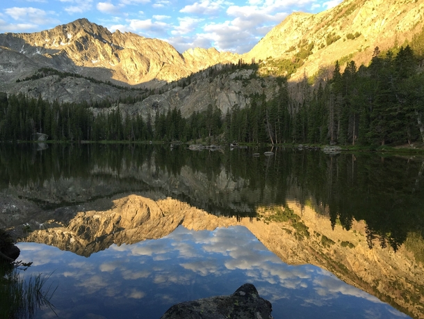 Almost glass Sunrise at Moose Lake Sawtooth National Forest Idaho 