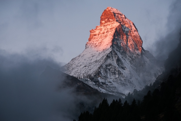 Alpenglow on the Matterhorn Switzerland 
