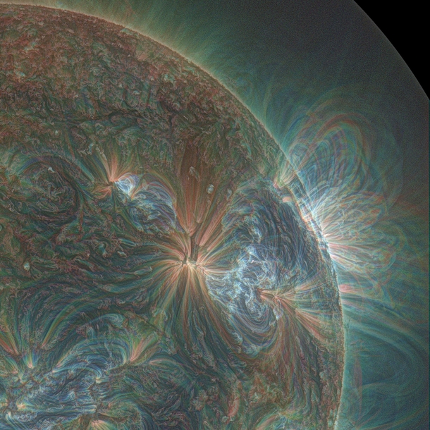 Amazing Psychedelic Picture of the Sun shot by NASAs Solar Dynamics Observatory in Extreme Ultraviolet Light 