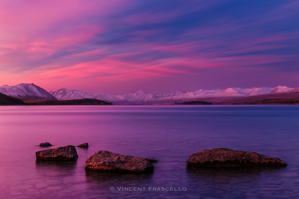 Amazing Sunset at Lake Tekapo New Zealand by Vincent Frascello 