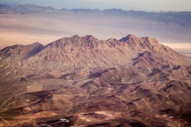 An aerial shot of a mountain range in Las Vegas Nevada 