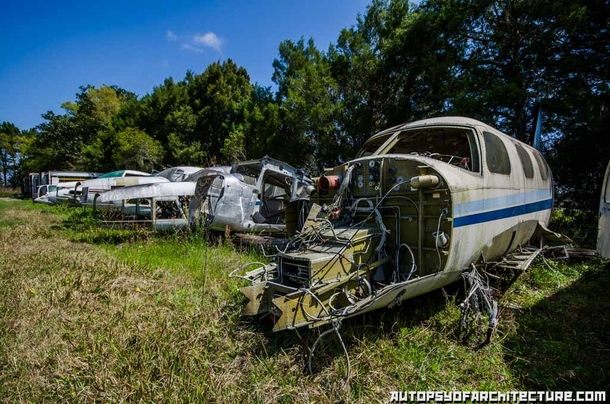 An airplane scrapyard in Central Florida