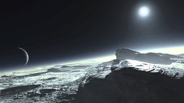 an artistic rendition of the surface of Pluto 