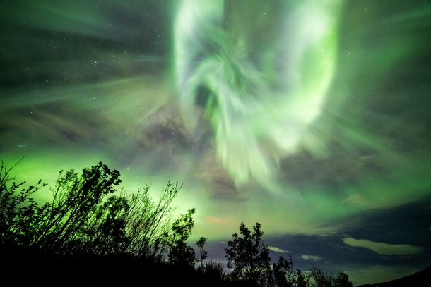An explosive aurora over Troms Norway  Photographed by Role Bigler