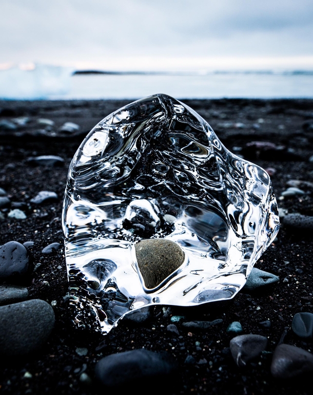 An ice crystal looking like a diamond at Diamond beach in Iceland  - check the comment for more info and a series of images from different angles 