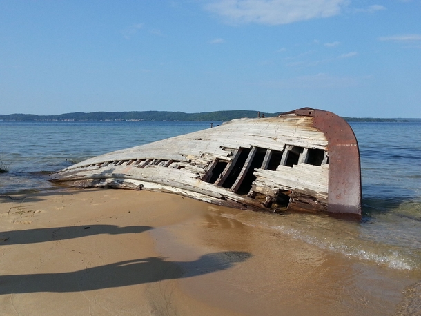 An old abandoned boat found on the shore of Lake Superior 
