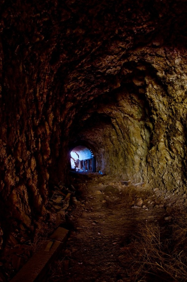 An old dangerous train tunnel in Virginia city Nevada OC -  x 