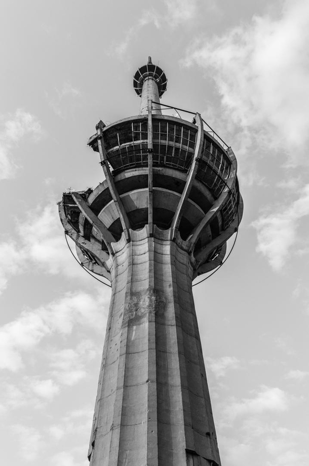 An old TV tower that got hit with by a bomb Serbia OC