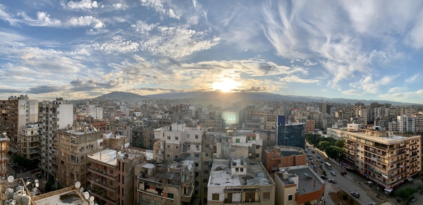 An panorama photo of sunrise in Tripoli Lebanon