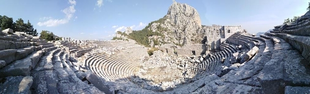 Ancient Roman Amphitheater in the ruins of Termessos in Turkey