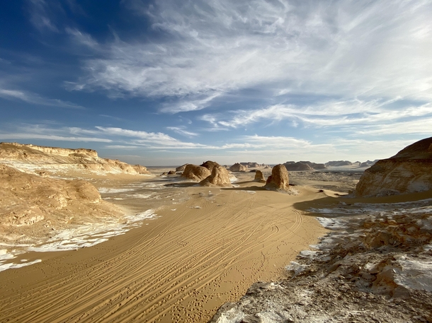 Ancient sea bed dried up White Desert National Park Egypt 