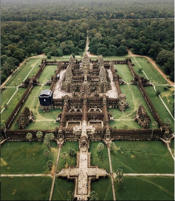 Angkor Wat is a temple complex in Cambodia and the largest religious monument in the world by land area measuring  hectares 