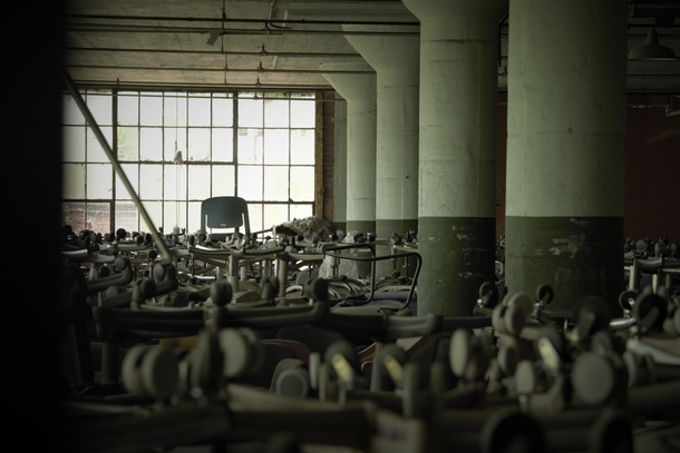 Another angle of Albany NY warehouse with hundreds of office chairs 
