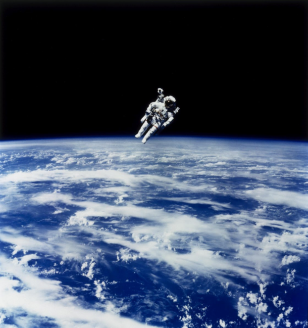 Another pic of Bruce McCandless making the first untethered space walk with the Manned Maneuvering Unit - pic by NASA  