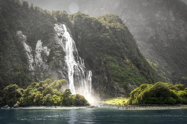 Another shot of Bowen Falls Milford Sound New Zealand 