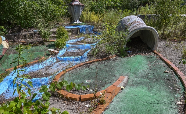 Anyone up for some mini golf Abandoned course behind Rosies Diner Michigan