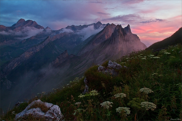 Appenzell Alpstein valley seconds after sunset - beautiful Switzerland  photo by Dominik Baer from rSchweiz