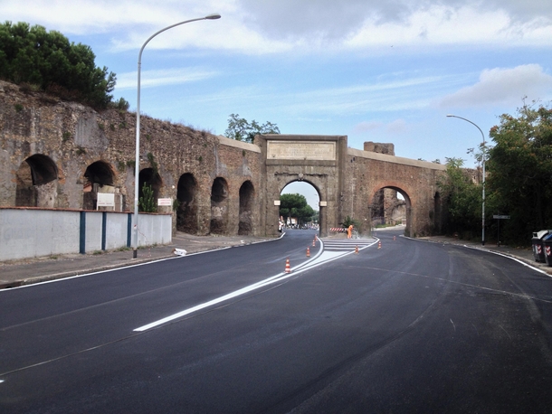 Aquaeduct over road Porta Furba Rome Italy 