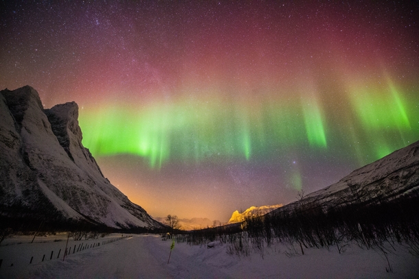 Aurora near Troms Norway  by Wayne Pinkston