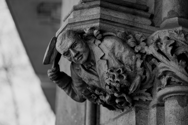 Barcelonas architecture is filled with one-of-a-kind characters and personalities like this one at at a buildings entrance
