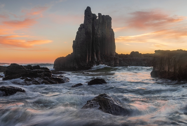 Basalt Awakening Cathedral Rocks NSW Australia The most fitting place to photograph on Good Friday and the sky put on a clinic The iconic basalt columns at Kiama here piercing through the ocean floor and up above the water level  IG jyeberryphoto