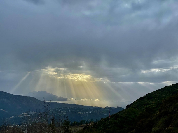 Beams of Light break through the clouds in Southern California 