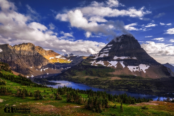 Bearhat Mountain on Hidden Lake in Glacier National Park Montana  by Christina Angquico