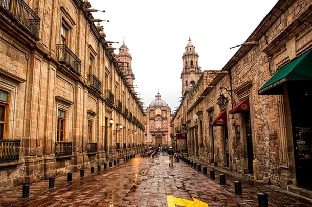 Beautiful Colonial Cathedral of Morelia in Michoacan Mexico